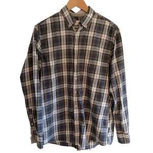 Bugatti Men Button Down Fine Twill Plaid Shirt Size Large (see note)